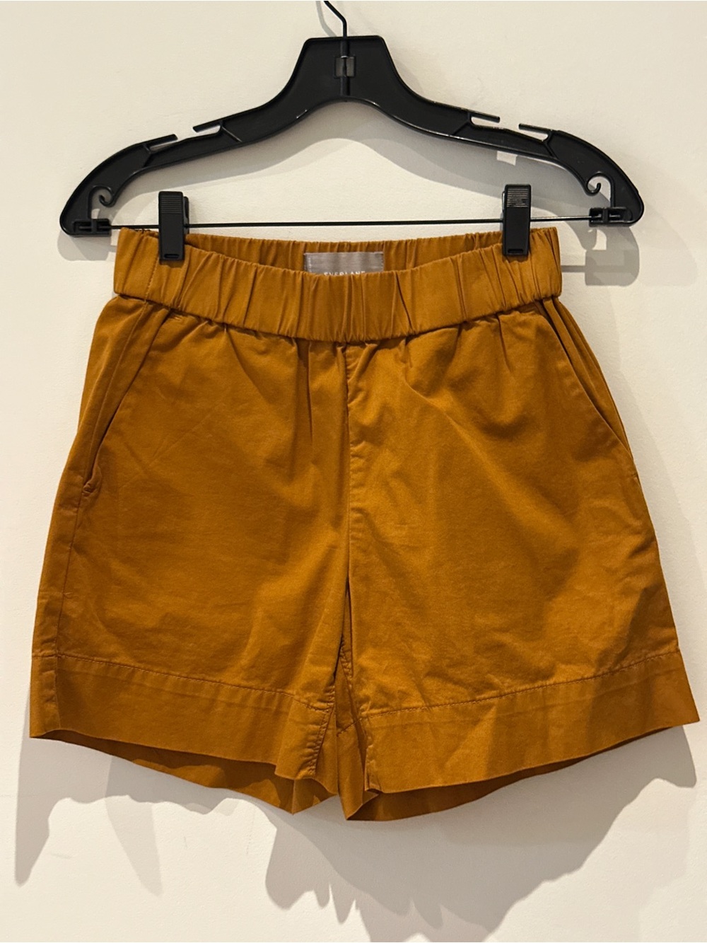 Everlane High-Waist Elastic Shorts in Mustard Gold